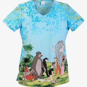 Cherokee Tooniforms Disney Scrub V-Neck Top The Jungle Book Size Large